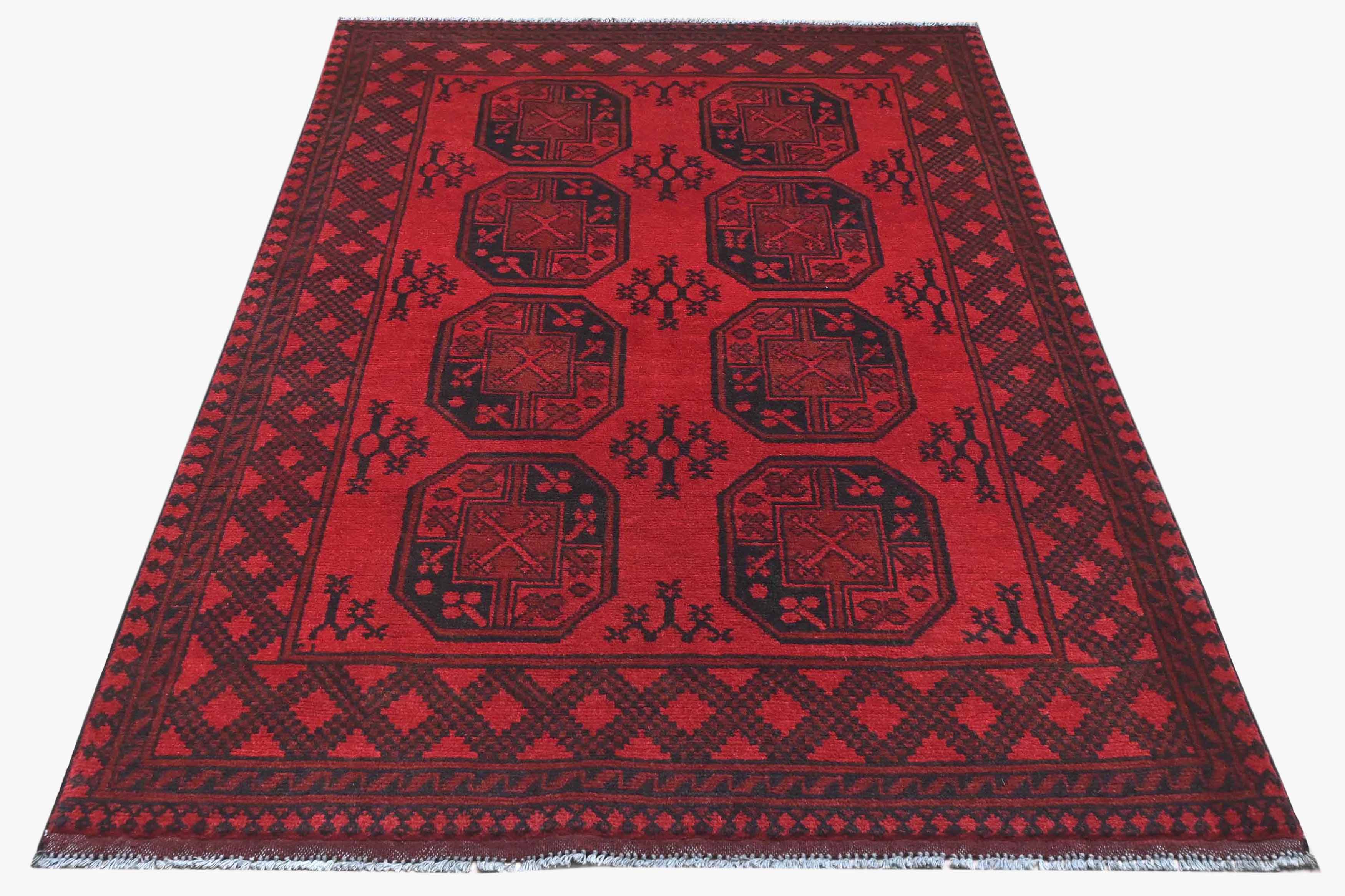 Red Afghan Red Rug PC 57768 - 1.89m X 1.28m