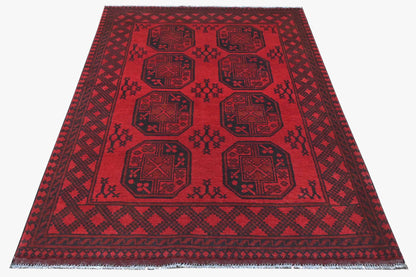 Red Afghan Red Rug PC 57768 - 1.89m X 1.28m