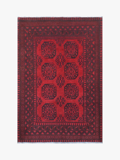 Red Afghan Red Rug PC 57767 - 1.90m X 1.26m