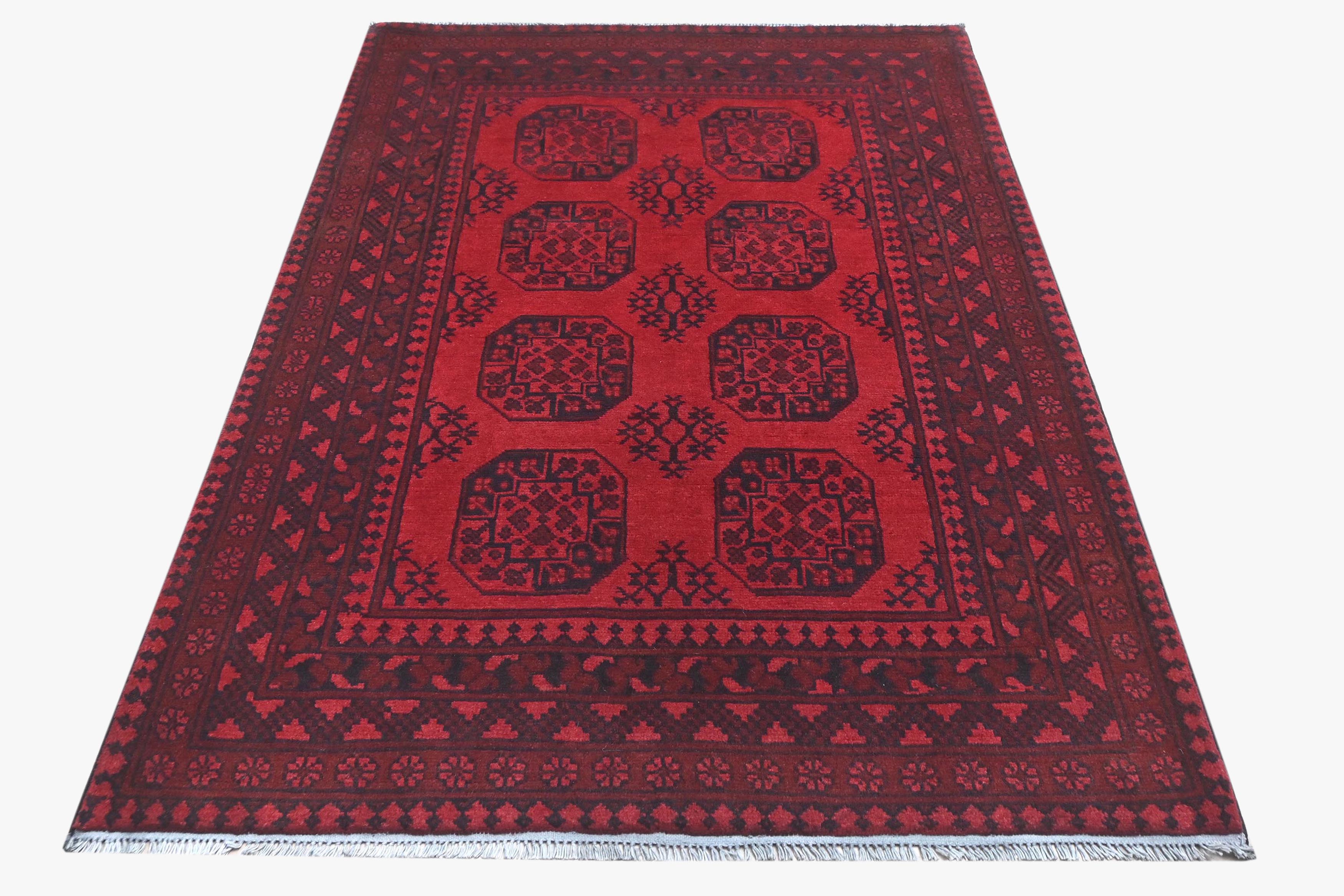 Red Afghan Red Rug PC 57767 - 1.90m X 1.26m