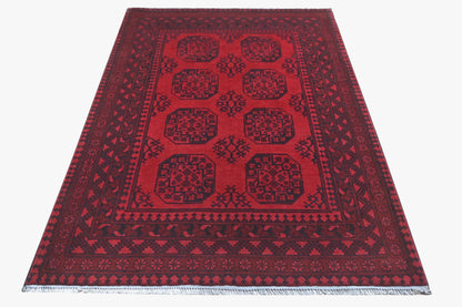 Red Afghan Red Rug PC 57767 - 1.90m X 1.26m