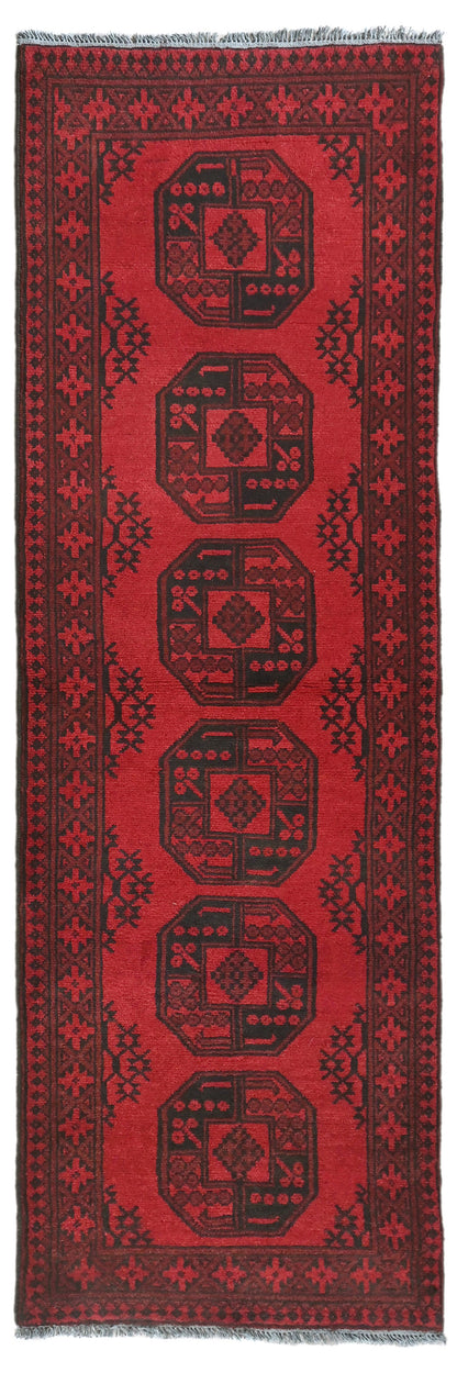 Red Afghan Rug PC 50701 - 2.44m X 0.78m
