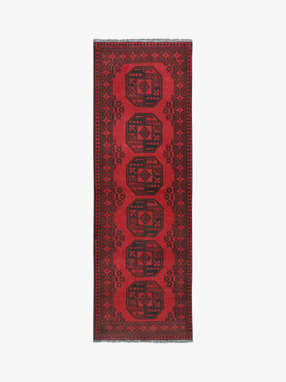 Red Afghan Rug PC 50701 - 2.44m X 0.78m