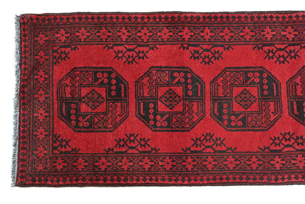 Red Afghan Rug PC 50701 - 2.44m X 0.78m