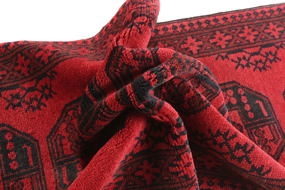 Red Afghan Rug PC 50701 - 2.44m X 0.78m