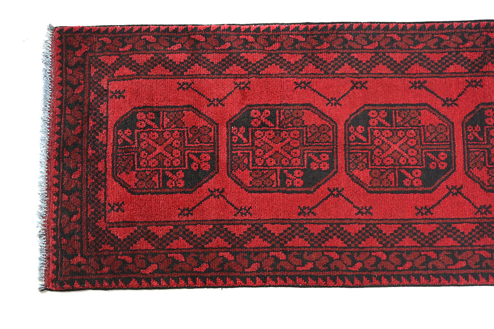 Red Afghan Rug PC 50703 - 2.44m X 0.76m