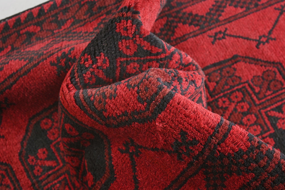 Red Afghan Rug PC 50703 - 2.44m X 0.76m