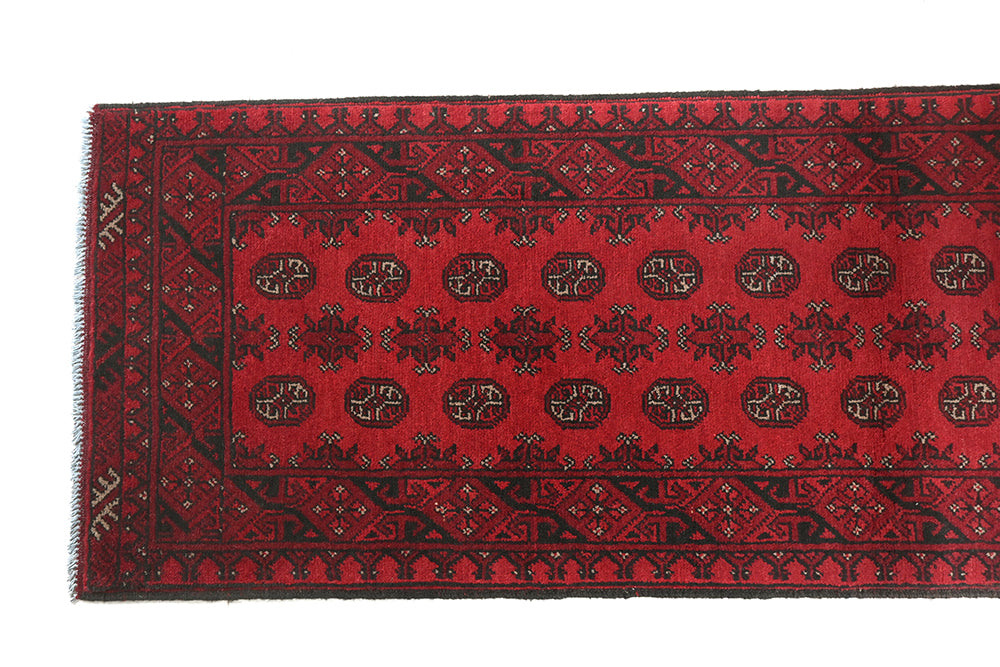 Red Afghan Rug PC 50699 - 2.43m X 0.78m