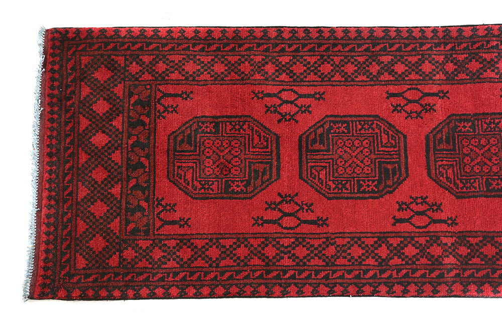 Red Afghan Rug PC 50698 - 2.40m X 0.78m