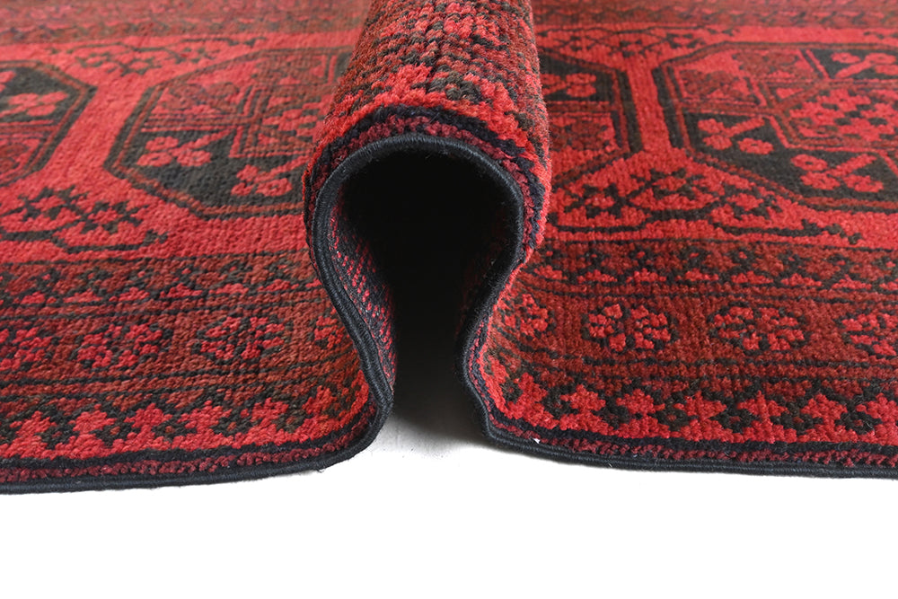 Red Afghan Rug PC 50704 - 2.45m X 0.74m