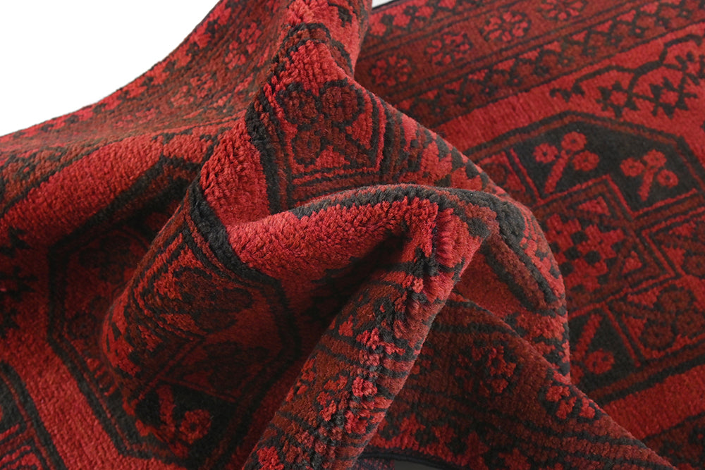 Red Afghan Rug PC 50704 - 2.45m X 0.74m