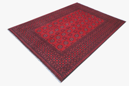 Red Afghan Red Rug PC 57763 - 2.27m X 1.68m