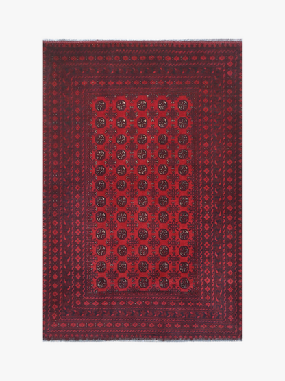 Red Afghan Red Rug PC 57762 - 2.63m X 1.62m