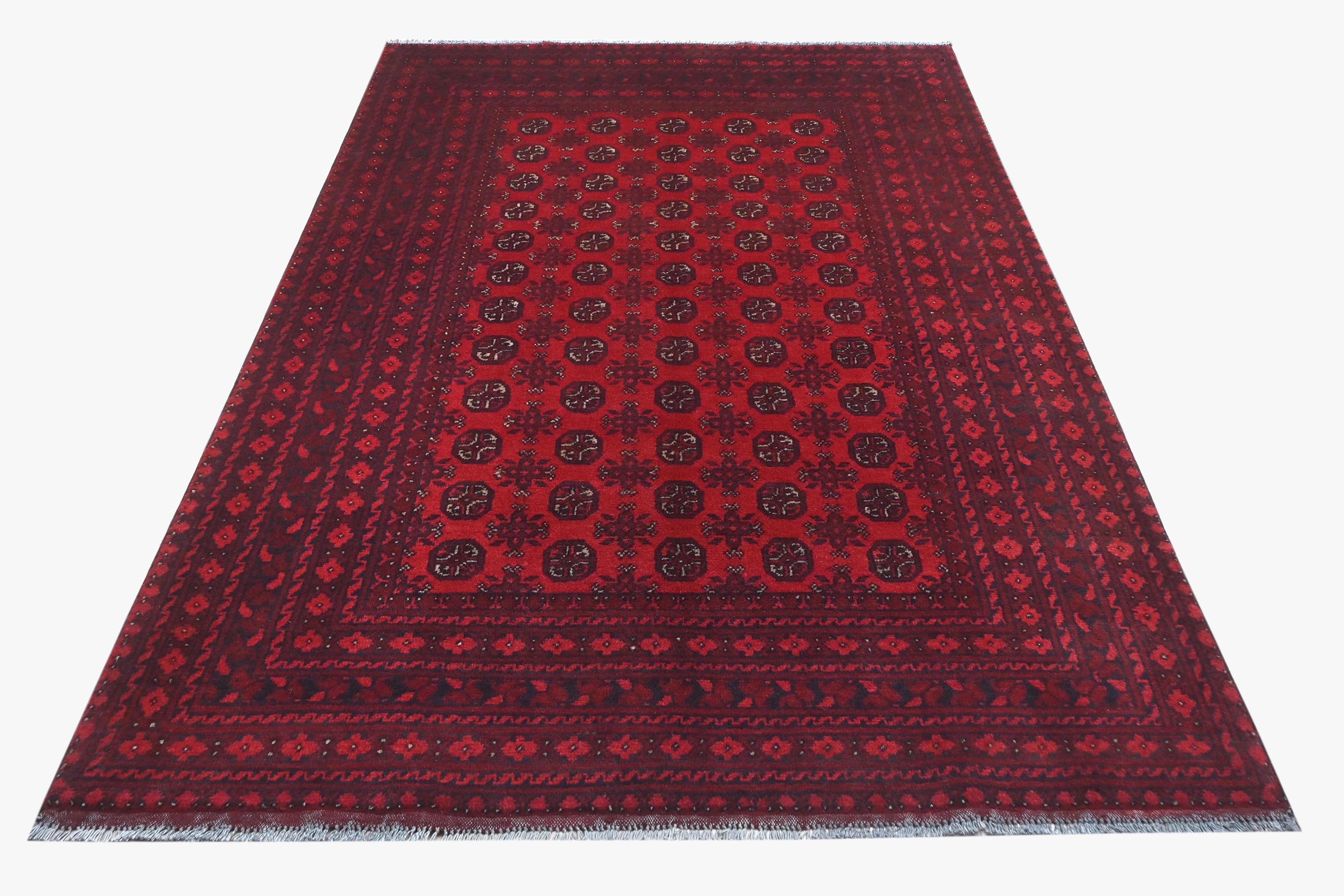 Red Afghan Red Rug PC 57762 - 2.63m X 1.62m
