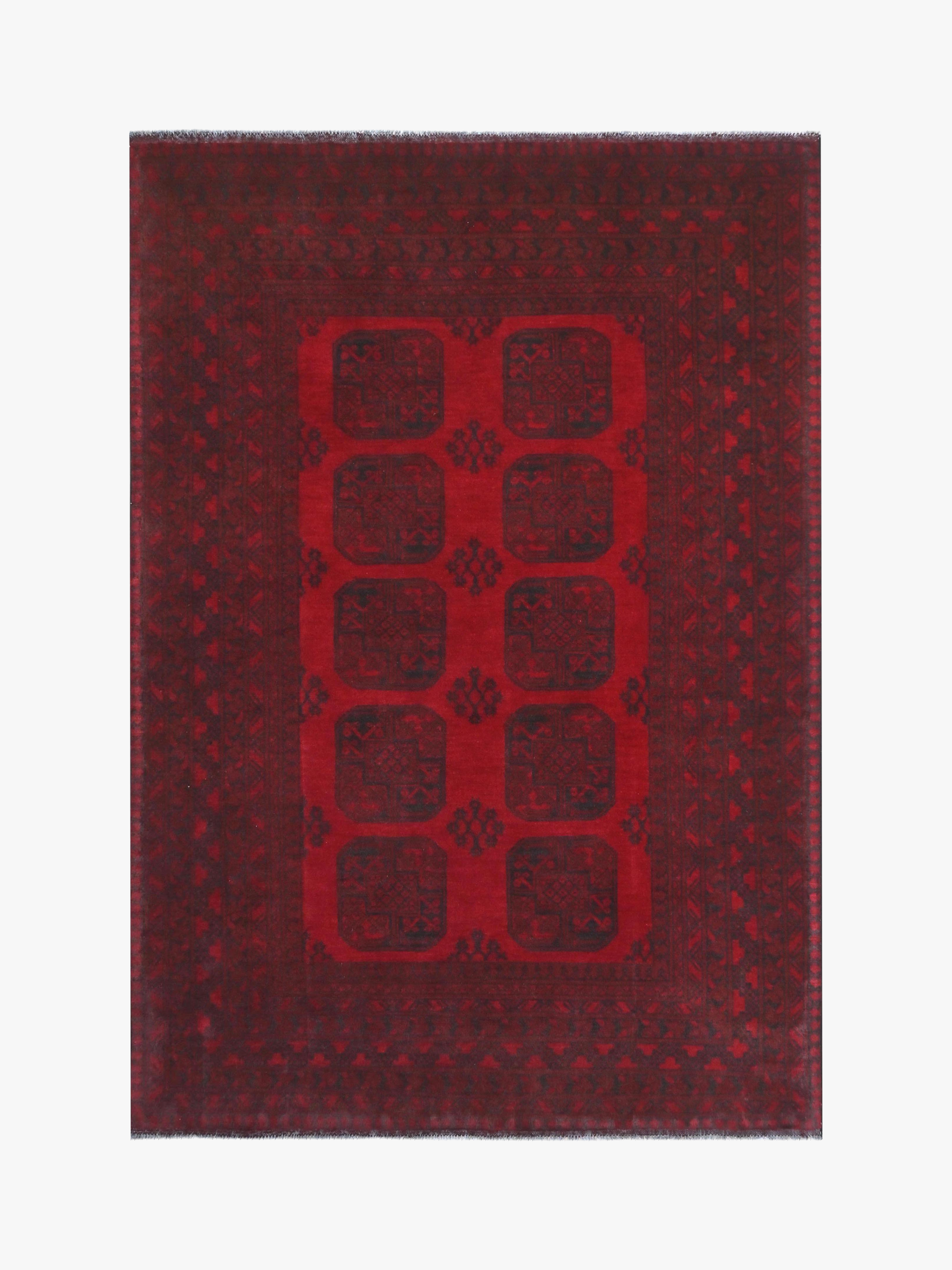 Red Afghan Red Rug PC 57759 - 2.33m X 1.61m