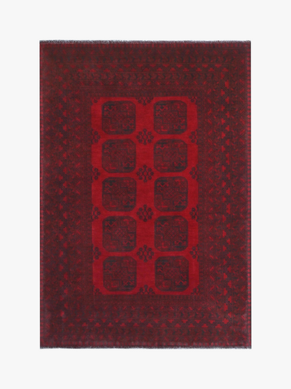 Red Afghan Red Rug PC 57759 - 2.33m X 1.61m
