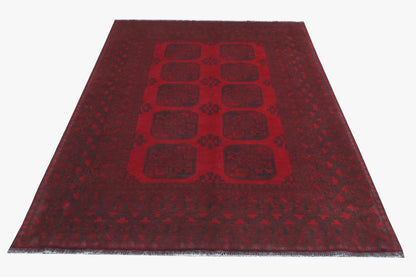 Red Afghan Red Rug PC 57759 - 2.33m X 1.61m