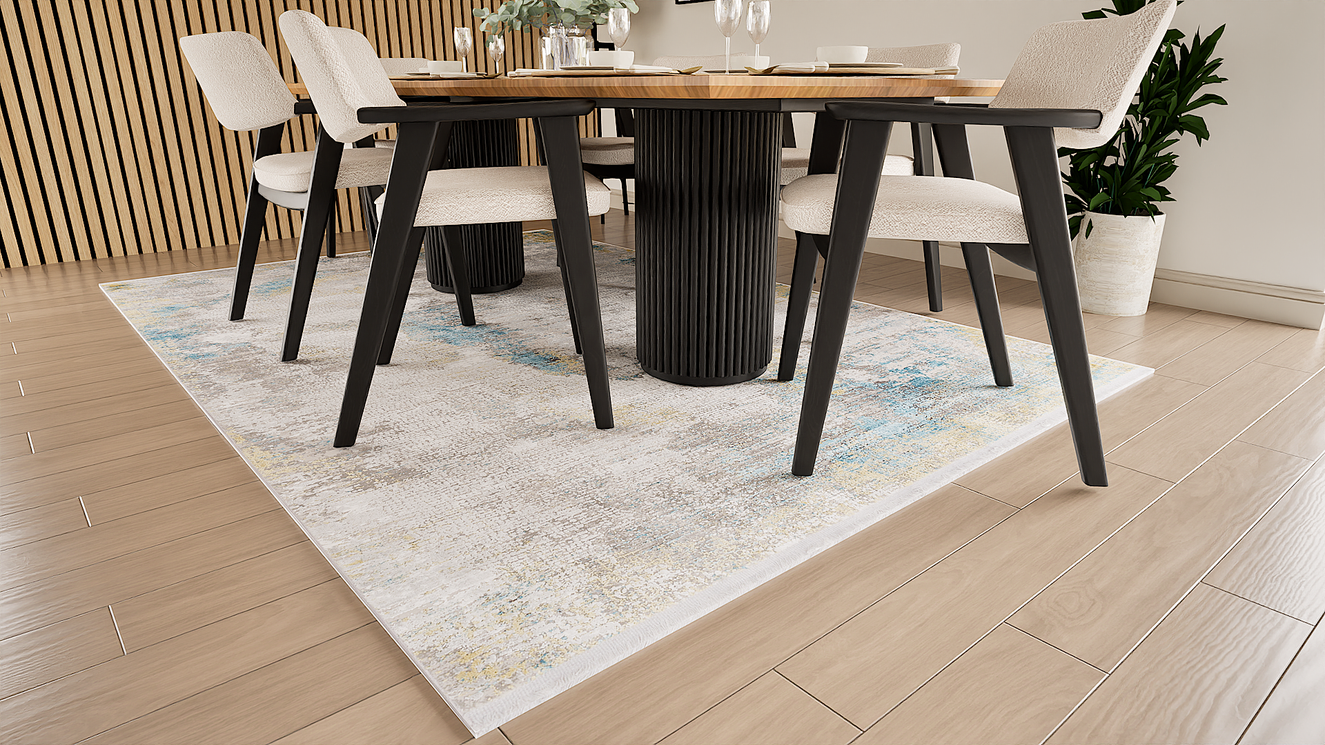 Toros Distressed Illusion Ice Blue Rug