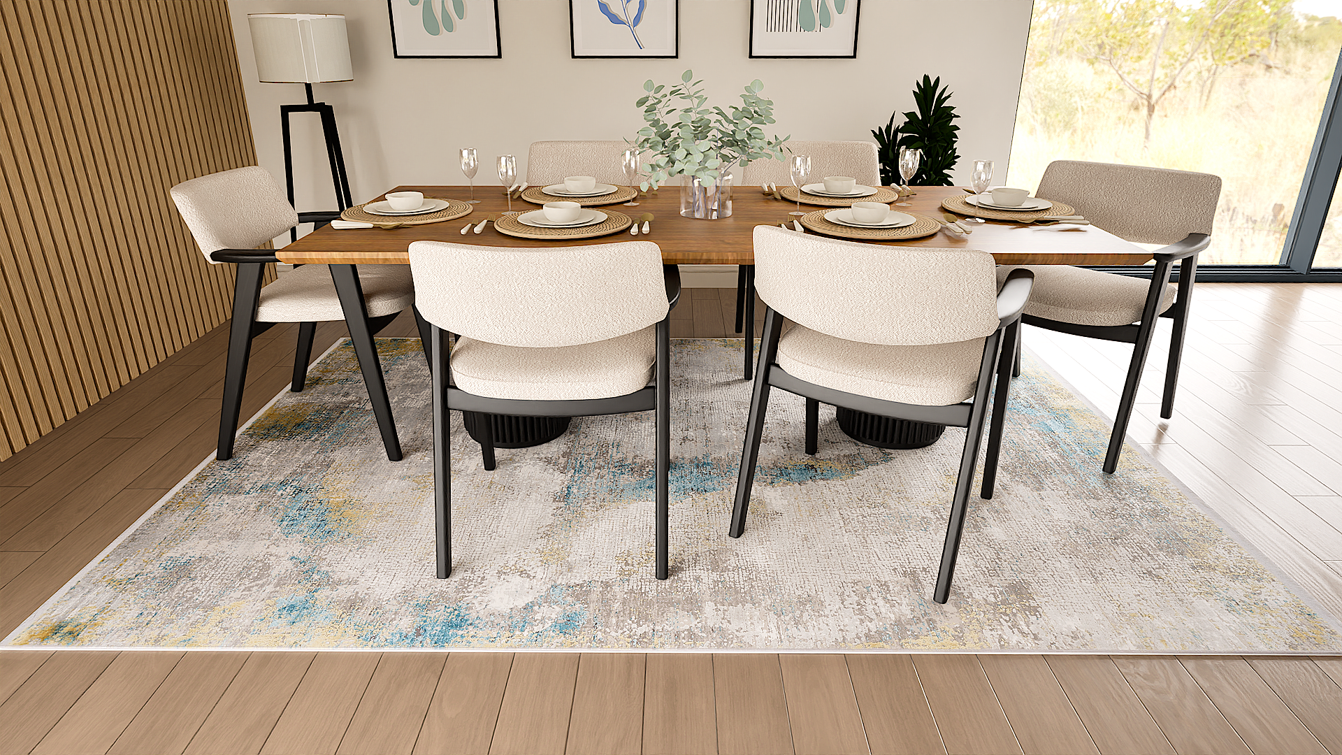 Toros Distressed Illusion Ice Blue Rug