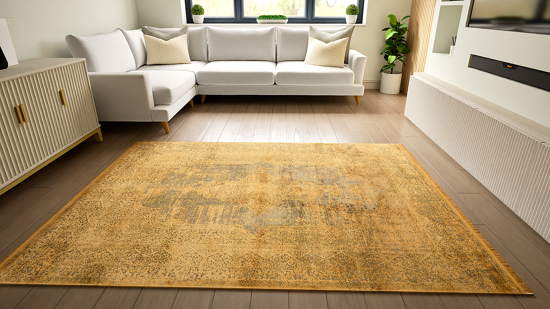 Toros Distressed Medallion Copper Overdyed Rug