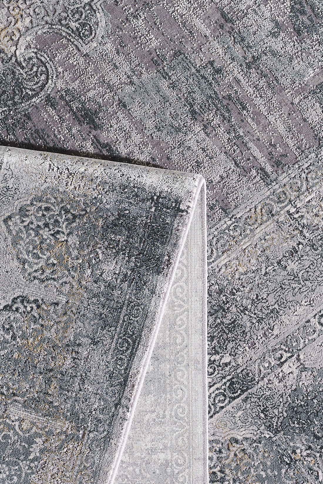 Toros Distressed Medallion Frost Grey Overdyed Rug