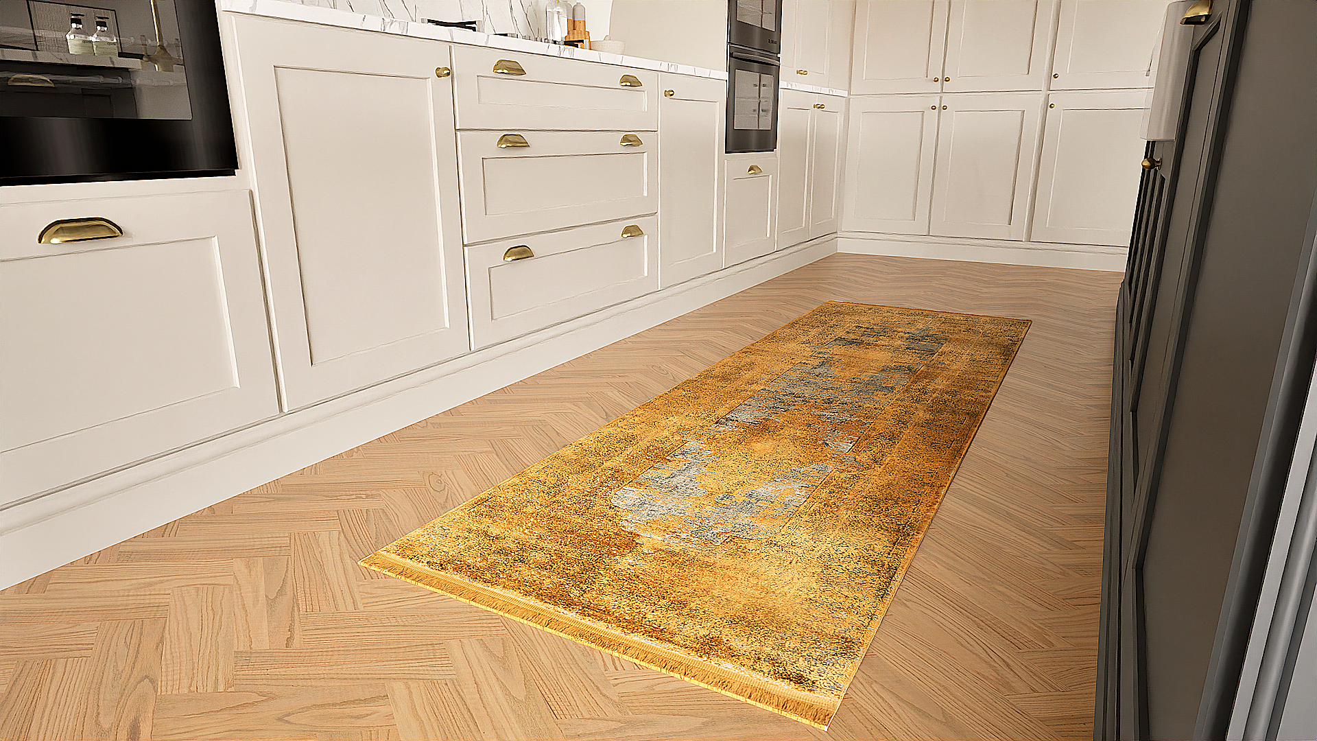 Toros Distressed Medallion Copper Overdyed Rug