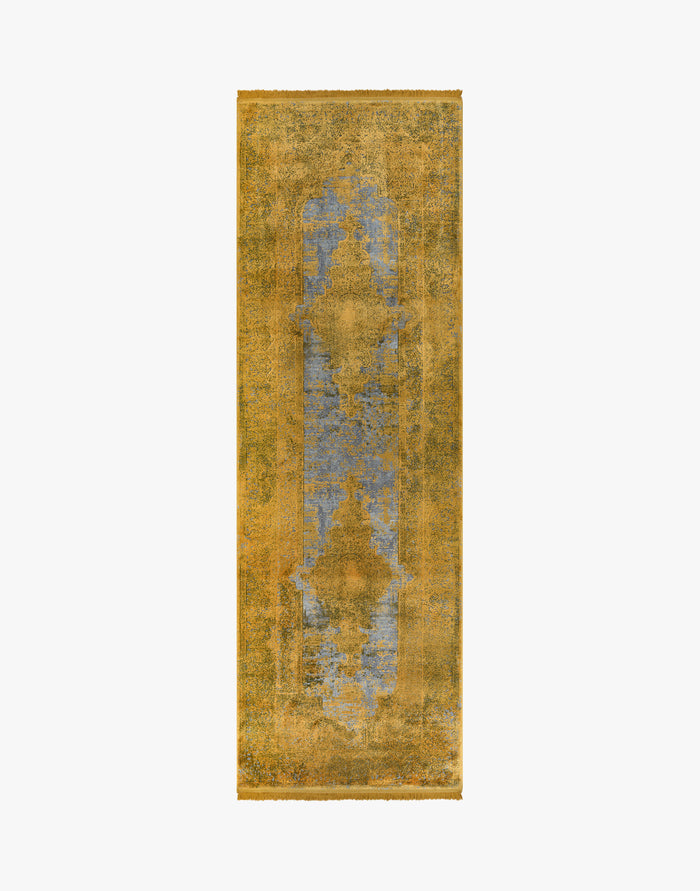 Toros Distressed Medallion Gold Overdyed Runner Rug – Gooch Luxury Rugs
