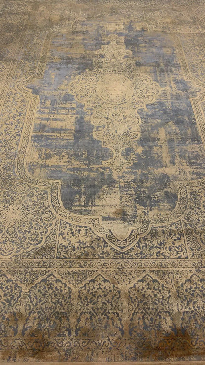Toros Distressed Medallion Gold Overdyed Rug