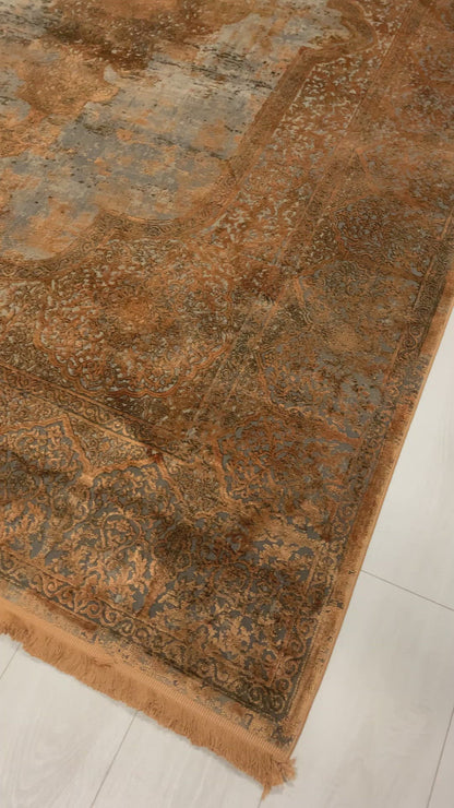 Toros Distressed Medallion Copper Overdyed Rug