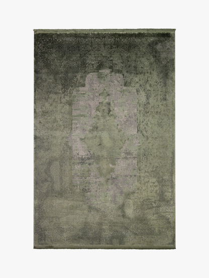 Toros Distressed Medallion Green Overdyed Rug