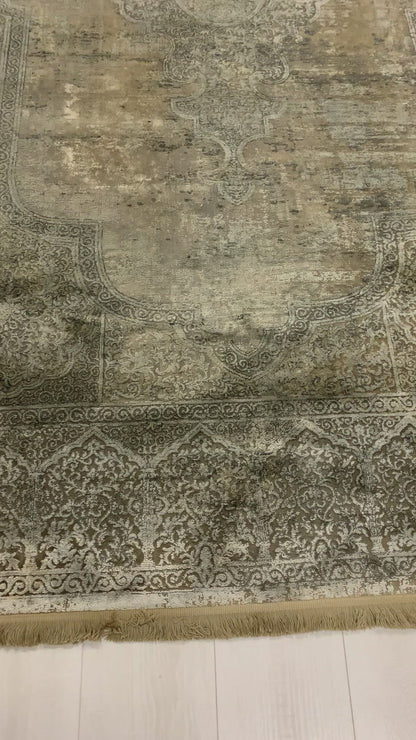 Toros Distressed Medallion Mink Overdyed Rug